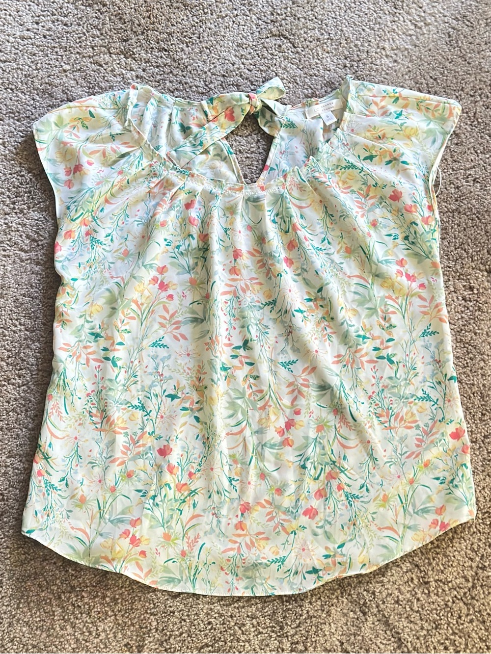 Lauren Conrad Floral Tie-Back Top Blouse Women’s SIZE S